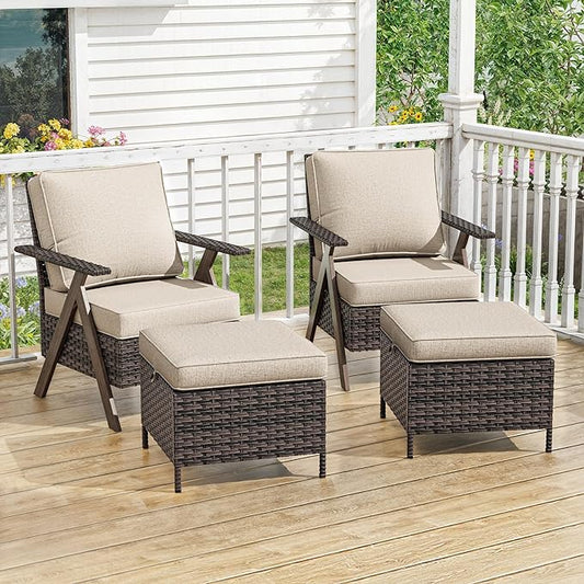 Outdoor Patio Wicker Chair Set of 2, Bistro Chair Set Patio Conversation Sets for Garden Lawn & Poolside