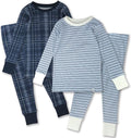 HonestBaby 4 Piece Pajamas Sleepwear Pjs 100% Organic Cotton for Infant Baby and Toddler Boys, Girls, Unisex