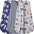 3 Pack Baby Sleep Sack 100% Rayon Cotton Baby Sleeping Bag 2-Way Zipper Toddler Wearable Blankets TOG 0.3. (Fox&Dinosaurs&Dark gray, 12-18 Months)