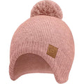 Baby Beanies, Baby Hats for Boys, Girls - Cute Toddler Winter Hat, Soft & Stretchy Beanies for Infant, Newborn 6-36 Months, Cozy & Warm with Earflap Muff & Pom (Tea Rose)