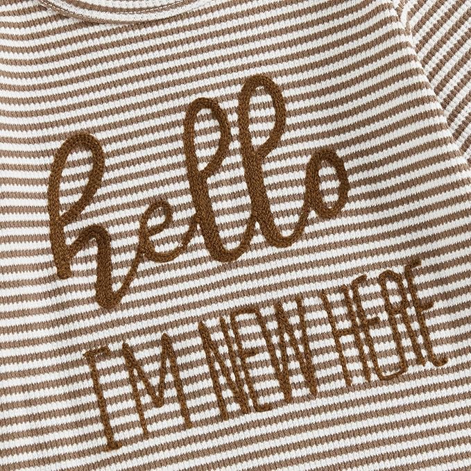 Fernvia Newborn Baby Boy Clothes Letters Print Bodysuit 3 6 9 12 18 Months Long Sleeve Jumpsuit with Hat 2PCS Outfits Set