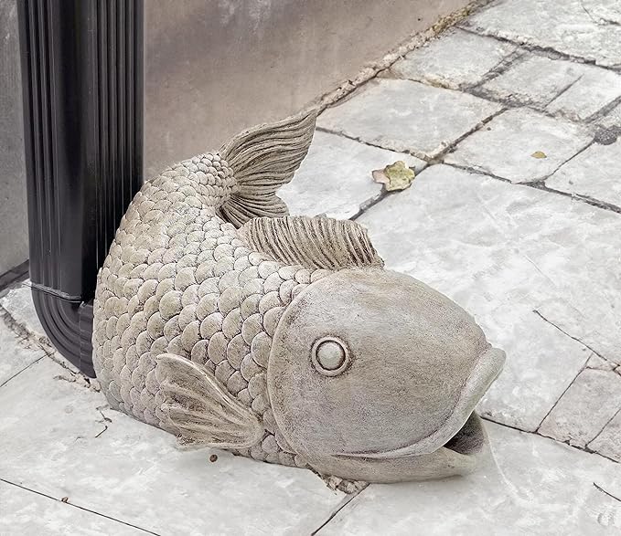 Fish Statues Gutter Downspout Extension Statues Garden Decoration,Resin Statue Outdoor Decor,Animal Downspout Diverter,Decorative Gutter Extension,3"×4" Downspout Extender Diverter Splash Block