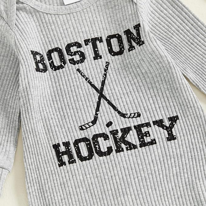 Fernvia Newborn Baby Boy Clothes Letters Print Bodysuit 3 6 9 12 18 Months Long Sleeve Jumpsuit with Hat 2PCS Outfits Set