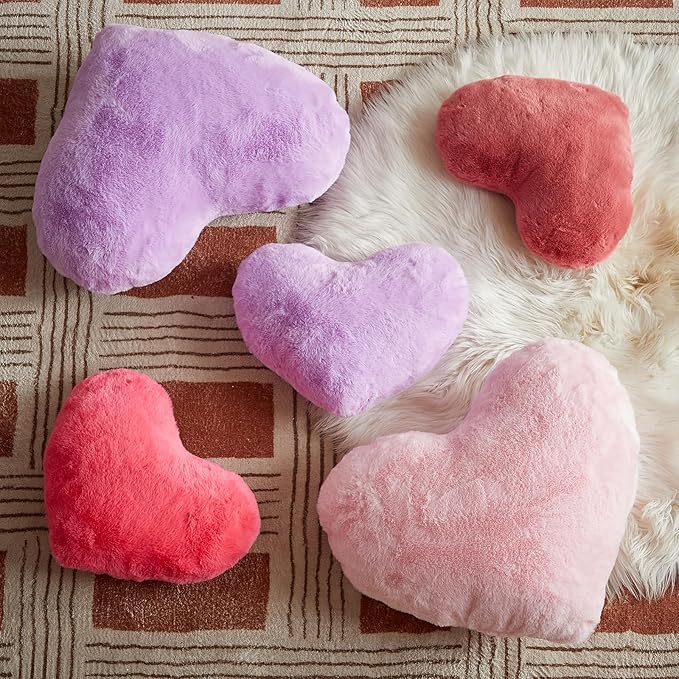 EastTree Heart Pillows, Carmine Heart Shaped Pillows, Ultra Soft Extra-Large Fluffy Pillows, Love Throw Pillows Gifts, Women Girls Living Room Decor 15x18 Inch