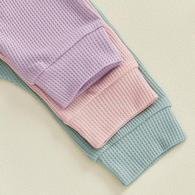 Sejardin Toddler Baby Boy Girl Pants 3 Pack Solid Color Elastic Waist Jogger Sweatpants Newborn Infant Casual Bottoms