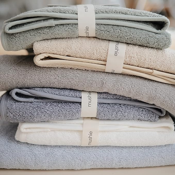 mushie Baby Hooded Towel | Organic Cotton (Baby Blue)