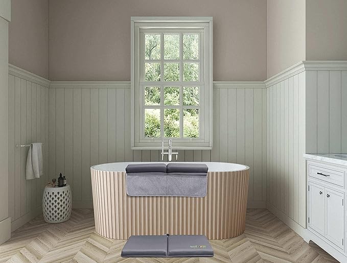 Bath Kneeler and Elbow Rest Pad Bath Kneeler Baby Bath Mat Kneeling Pad Bath Toy Organizer for Tub Kneeling Pad for Bathing Baby Memory Foam