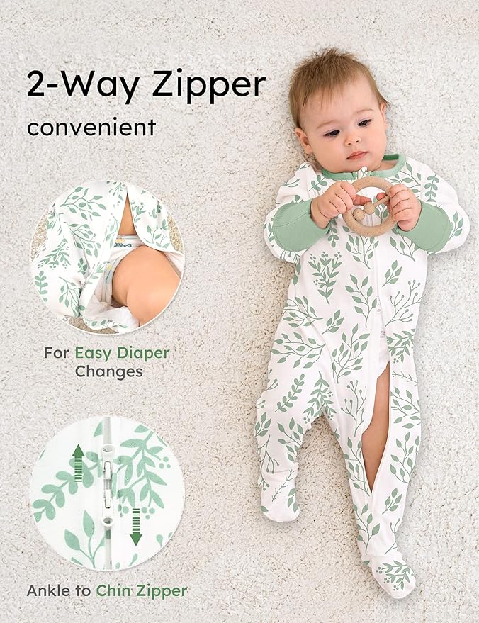 Yoofoss Baby Pajamas 100% Cotton Baby Sleepers for Newborn 0-3 3-6 6-9 Months Boys Girl Clothes 3pcs Footed PJs