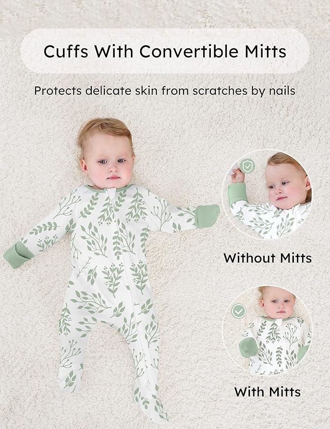 Yoofoss Baby Pajamas 100% Cotton Baby Sleepers for Newborn 0-3 3-6 6-9 Months Boys Girl Clothes 3pcs Footed PJs