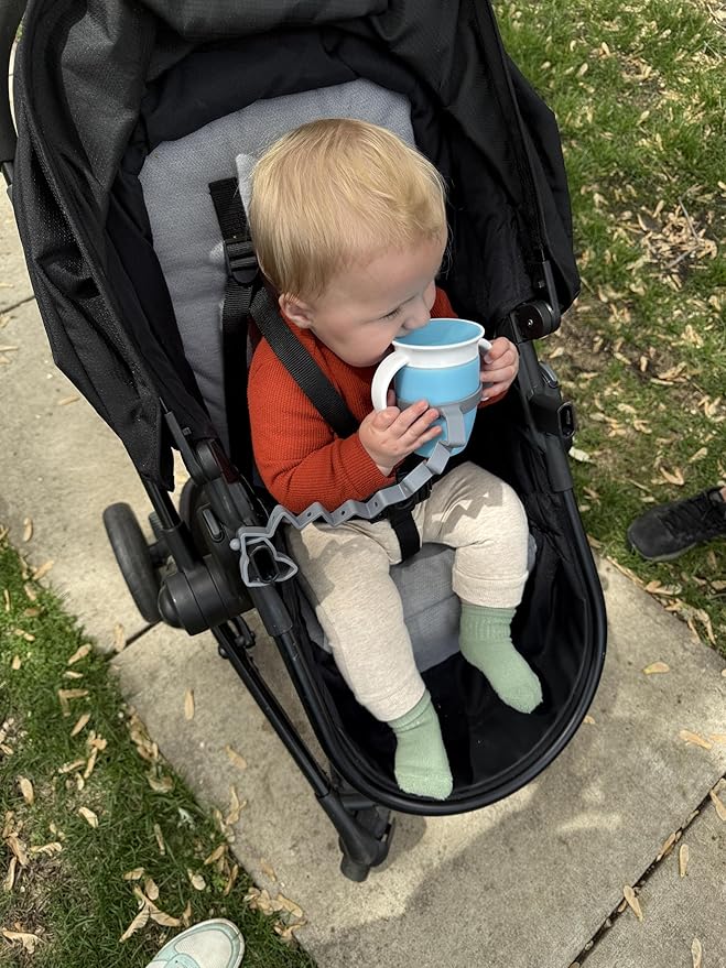 Busy Baby Bottle Bungee - Sippy Cup Strap - Keeps Bottles and Sippy Cups Off The Floor - Food Grade Silicone - Dishwasher Safe (Spearmint)