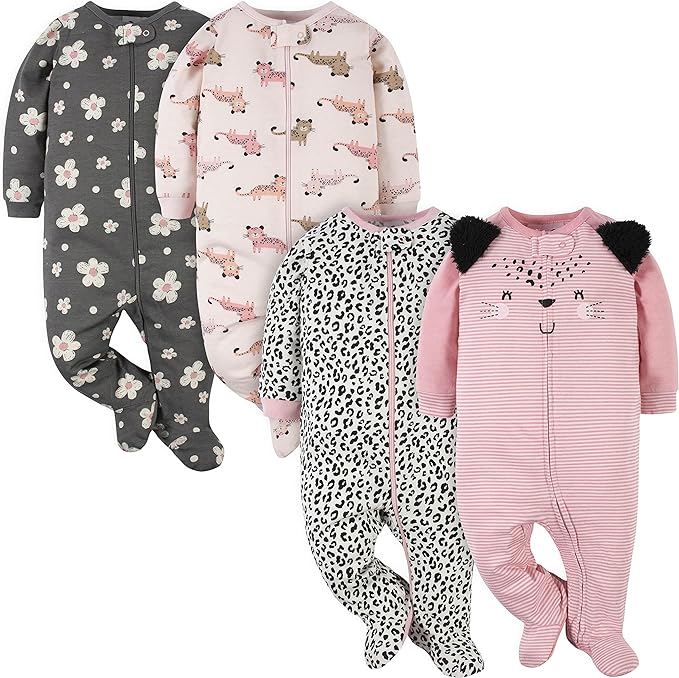 Gerber Baby Girls 4 Pack Sleep 'N Play Footie