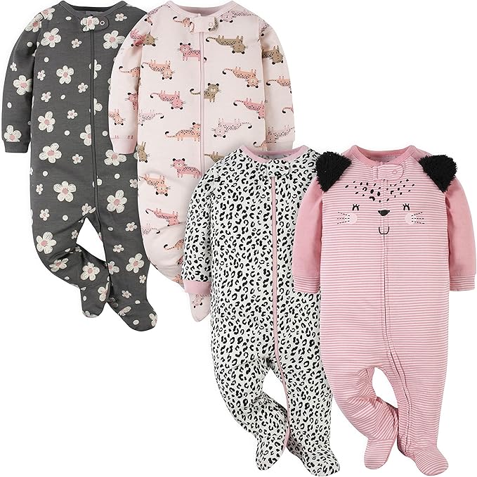 Gerber Baby Girls 4 Pack Sleep 'N Play Footie