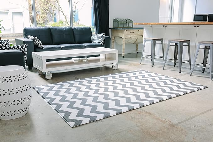 Baby Care Play Mat (Large, Zig Zag - Black) 82'' x 55'' Original One-Piece Reversible Rollable Waterproof Play Mat for Infants, Babies, Toddler, and Kids