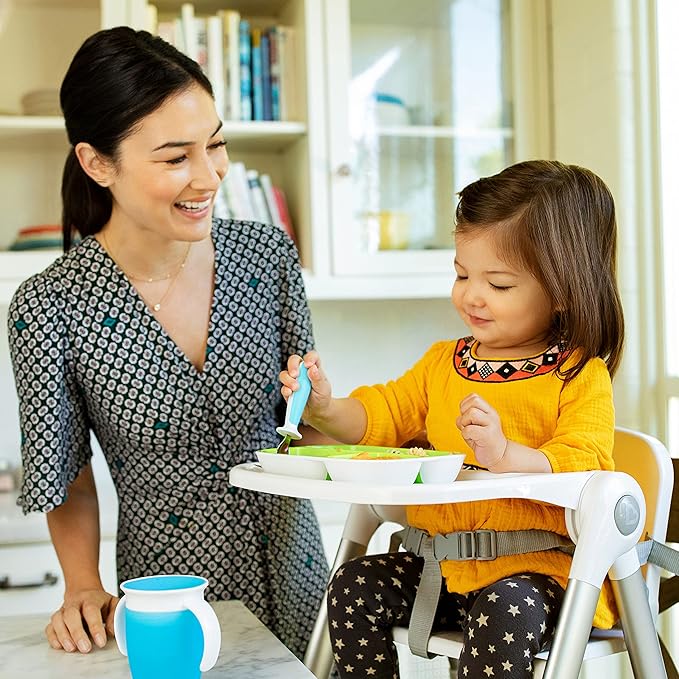Munchkin® Raise™ Toddler Fork and Spoon Utensil Set, Rest Keeps Tip Off Table, BPA Free, 6 Pack, Blue