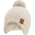 Baby Beanies, Baby Hats for Boys, Girls - Cute Toddler Winter Hat, Soft & Stretchy Beanies for Infant, Newborn 6-36 months, Cozy & Warm with Earflap Muff & Pom (Cream)