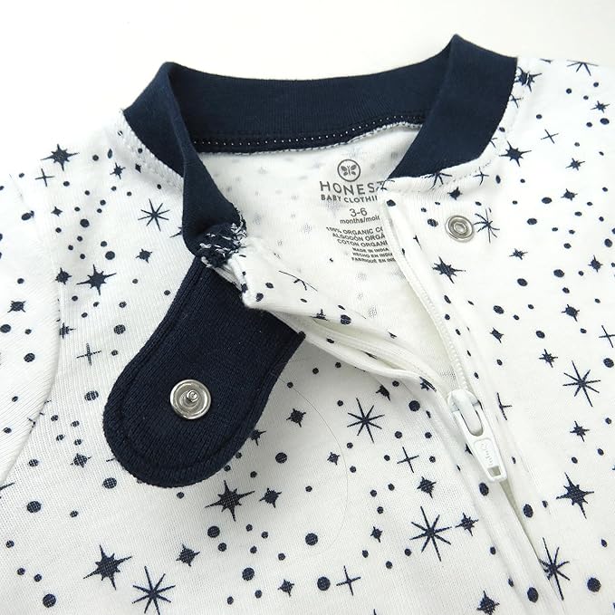 HonestBaby Baby Sleep N' Play One-Piece Zip-Front Footed Organic Cotton Pajama Sleeper