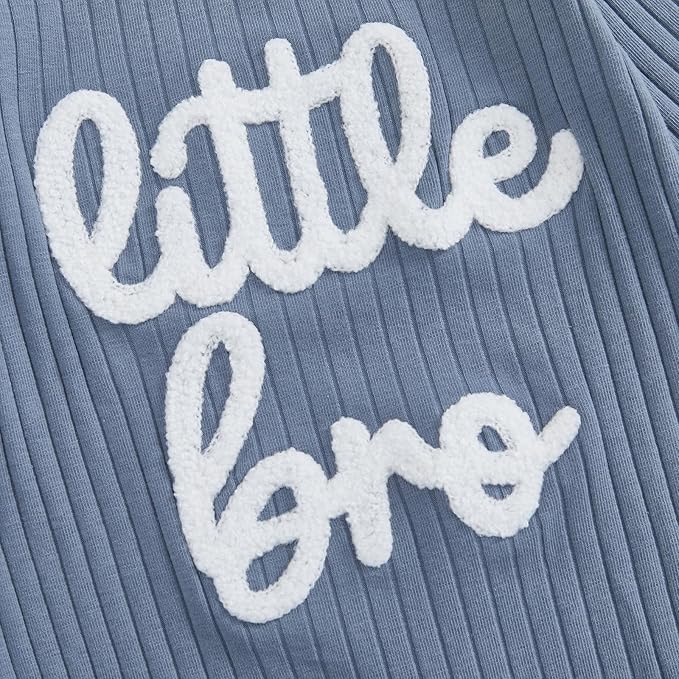 Fernvia Newborn Baby Boy Clothes Letters Print Bodysuit 3 6 9 12 18 Months Long Sleeve Jumpsuit with Hat 2PCS Outfits Set