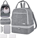Derbiedersinn Spectra Pump Bag with Cooler for Milk Storage, Insulated Pump Bag for Travel, Work, Daycare, Compatible with Wearable & Electric Breast Pumps,Grey