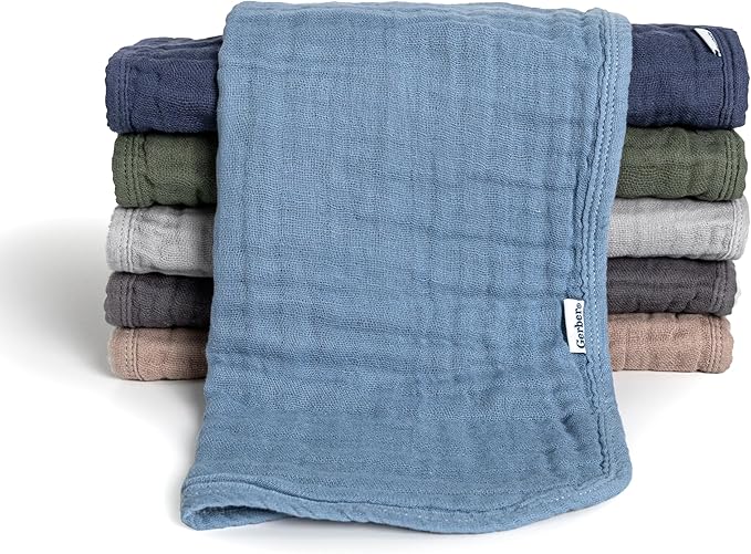 Gerber Baby Unisex Muslin Burp Cloths 72-Pack, Multi Blues Browns, Large Size 20" x 10"
