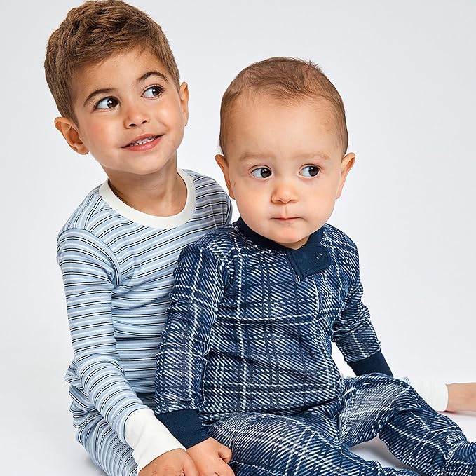HonestBaby 4 Piece Pajamas Sleepwear Pjs 100% Organic Cotton for Infant Baby and Toddler Boys, Girls, Unisex