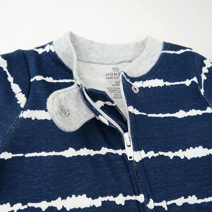 HonestBaby Baby Sleep N' Play One-Piece Zip-Front Footed Organic Cotton Pajama Sleeper