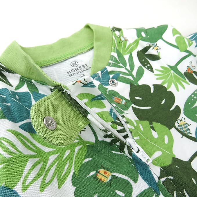 HonestBaby Baby Sleep N' Play One-Piece Zip-Front Footed Organic Cotton Pajama Sleeper