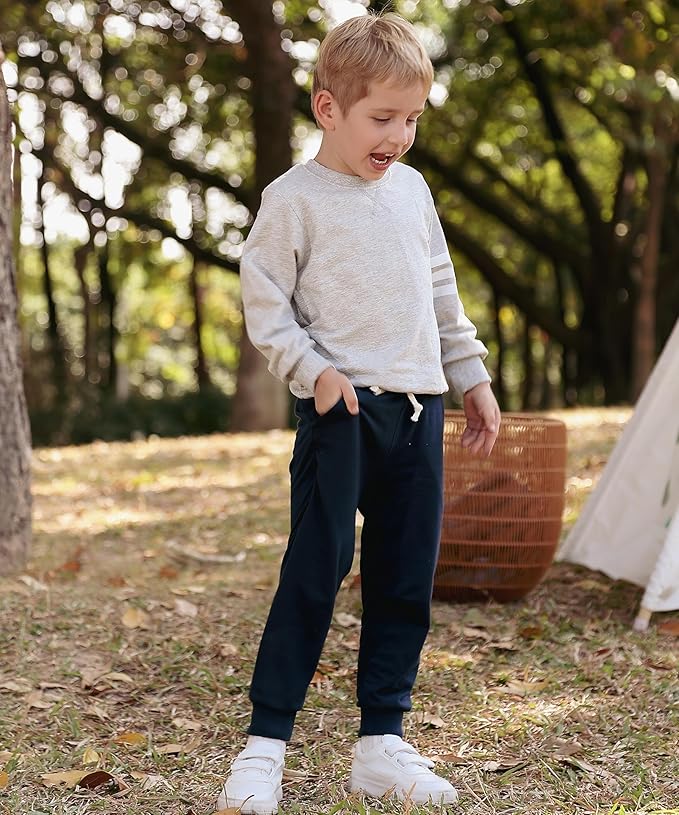GFQLONG 3 Pack Toddler Boys Sweatpants Kids Active Jogger Pants with Pocket Drawstring