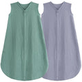 2 Pack Baby Sleep Sack 0-24 Months Baby Sleeping Bag 2-Way Zipper Toddler Wearable Blankets (Gray&Green TOG 0.3, Small)