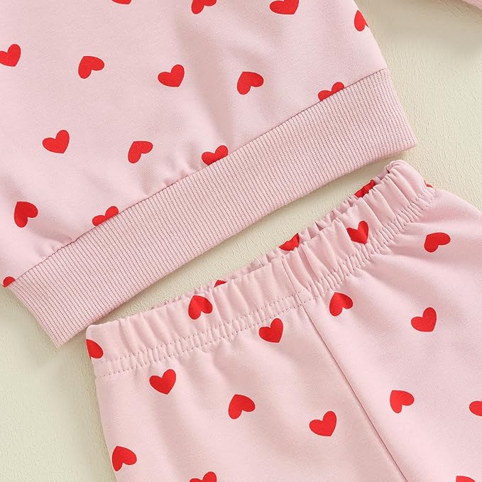 Fernvia Toddler Baby Girl Clothes 3 6 9 12 18 24 Months Fall Outfits Solid Long Sleeve Sweatshirt Tops + Pants Set