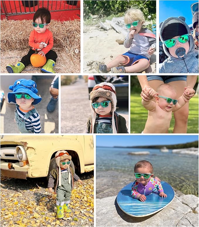 COCOSAND Flexible Baby Sunglasses with Strap Polarized UV Protection for Toddler Infant Newborn Boy Girl Age 0-24 Months