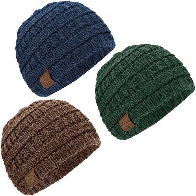 3-Pack Baby Beanies for Boys, Girls - Stretchy Knit Baby Hats, Cute Newborn & Toddler Winter Hat, Soft & Warm Infant Beanie 0-6 Months (Icelandic, S)