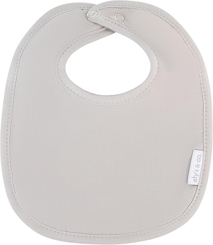 Ely's & Co. 100% Cotton Muslin Bib with Terry lining Soft & Absorbent for Infants, Adjustable Snaps 3 Pack 0-6 Months
