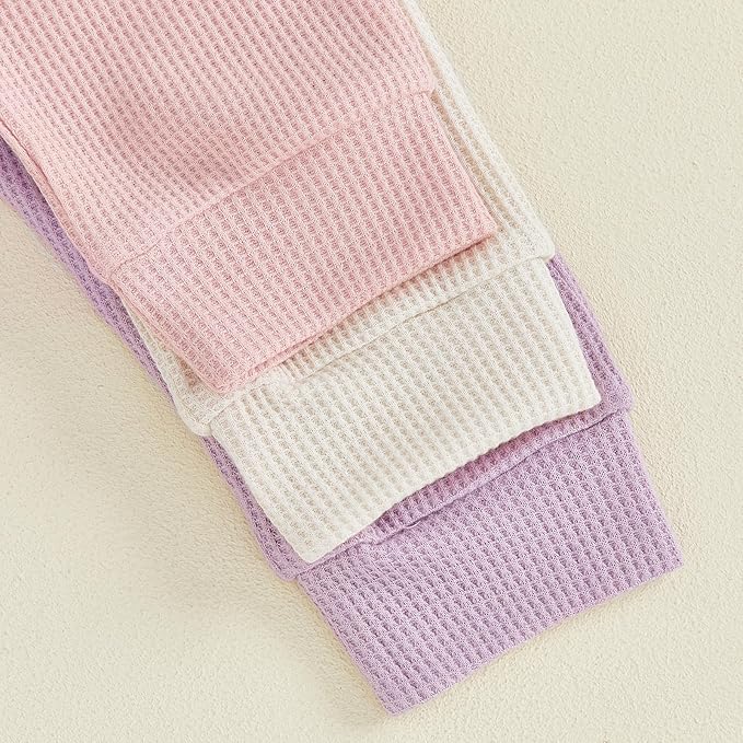 Sejardin Toddler Baby Boy Girl Pants 3 Pack Solid Color Elastic Waist Jogger Sweatpants Newborn Infant Casual Bottoms