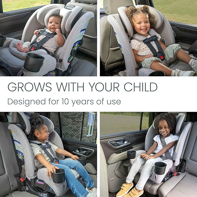 Britax One4Life Slim All-in-One Car Seat, 10 Years of Use, 17.5” SpaceSaver Design, Converts from Rear-Facing Infant Car Seat to Forward-Facing Booster Seat, ClickTight Installation, Raven Black