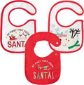 3Pcs Christmas Baby Cotton Bibs with Resin Button Newborn Infant Bibs Christmas Keepsake Baby Gift for Drooling Feeding
