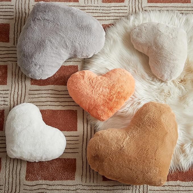 EastTree Heart Pillows, Light Grey Heart Shaped Pillows, Ultra Soft Extra-Large Fluffy Pillows, Love Throw Pillows Gifts, Women Girls Living Room Decor 15x18 Inch