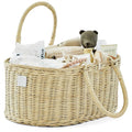 BEBE BASK Premium Baby Diaper Caddy Organizer - Handmade Rattan Basket With Cotton Divider - Award-Winning & Luxury Diaper Caddy Basket - (SAVANNAH)